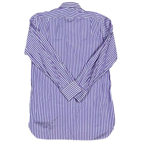 Paul Stuart Purple & White Stripe Long Sleeve Button Up Shirt 15 1/2 - 34 Medium - Picture 3 of 9